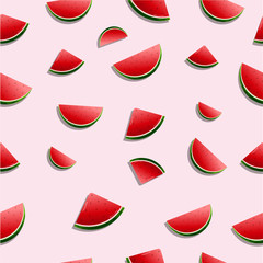 Red watermelon fruit  summer seamless pattern background