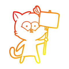 warm gradient line drawing cartoon cat