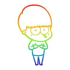 rainbow gradient line drawing nervous cartoon boy