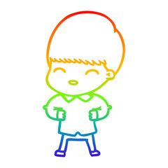 rainbow gradient line drawing happy cartoon boy