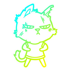 cold gradient line drawing tough cartoon cat