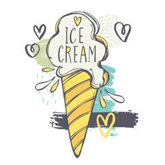 Vector sketch illustration with hand drawn  ice cream.