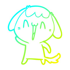 cold gradient line drawing cartoon laughing dog