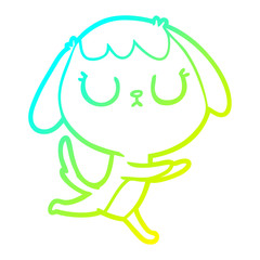 cold gradient line drawing cute cartoon dog