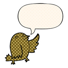 cartoon bird and speech bubble in comic book style