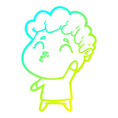 cold gradient line drawing cartoon man pouting