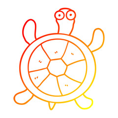 warm gradient line drawing cartoon turtle