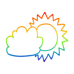 rainbow gradient line drawing cartoon weather