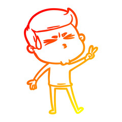 warm gradient line drawing cartoon man sweating