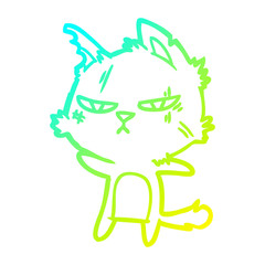 cold gradient line drawing tough cartoon cat