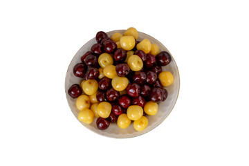 Fresh cherry background. Macro detail, isolated cherryes. Food background