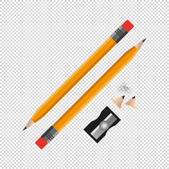 Pencil And Sharpener Icons - Vector Illustration - Isolated On Transparent Background