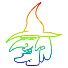 rainbow gradient line drawing cartoon witch