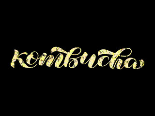 Fototapeta na wymiar Kombucha brush brush lettering. Vector illustration for banner or packing
