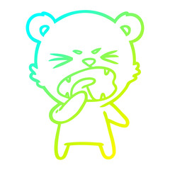 cold gradient line drawing angry cartoon bear shouting