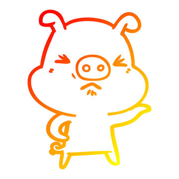 recommend clip art: warm gradient line drawing cartoon angry pig