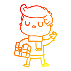 warm gradient line drawing cartoon aloof man