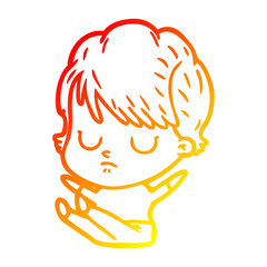 warm gradient line drawing cartoon woman