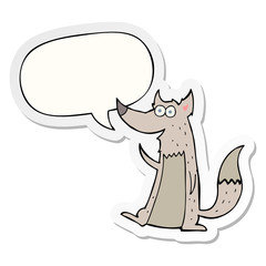 cartoon wolf and speech bubble sticker