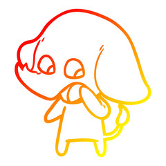 warm gradient line drawing cute cartoon elephant