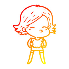 warm gradient line drawing cartoon woman