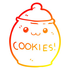 warm gradient line drawing cartoon cookie jar