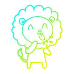 cold gradient line drawing happy cartoon lion
