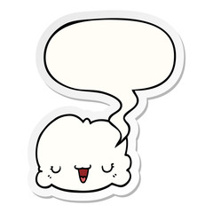 cute cartoon cloud and speech bubble sticker