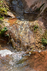 Beautiful Scene of Rocky Riverbed Small Creek With Small Waterfall