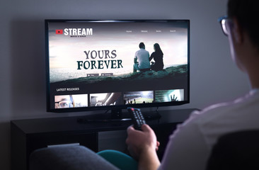 Online movie stream service in smart tv. Streaming series with on demand video (VOD) service in...