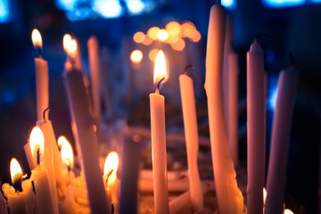 many candle light for respect to Buddha