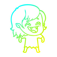 cold gradient line drawing cartoon laughing vampire girl