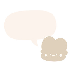 cartoon cloud and speech bubble in retro style