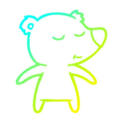 cold gradient line drawing happy cartoon bear