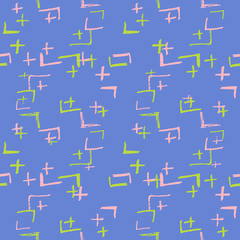 Tie Dye Japanese Geometric Autumn Seamless Pattern. Scribble Cartoon Doodle Craft Texture. Boho Tie Dye Wash Batik. Geo Wabi Sabi Minimalist Kimono Print. Scribble Craft Doodle Seamless Collage