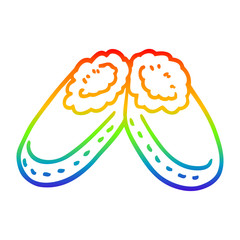 rainbow gradient line drawing cartoon purple slippers