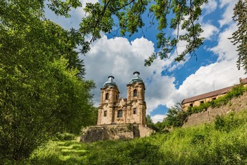 Skoky, Zlutice / Czech Republic - June 21 2019: Baroque church of the Virgin Mary Visitation in...
