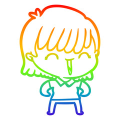 rainbow gradient line drawing cartoon woman