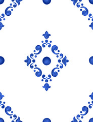 Watercolor delft blue pattern - 275607784