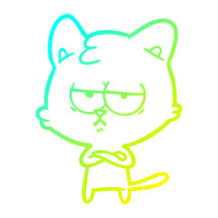 cold gradient line drawing bored cartoon cat