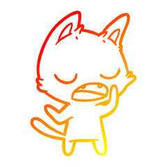 warm gradient line drawing talking cat cartoon