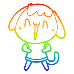rainbow gradient line drawing cute cartoon dog