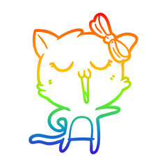 rainbow gradient line drawing cartoon cat