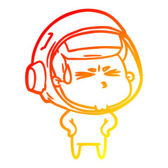 warm gradient line drawing cartoon stressed astronaut