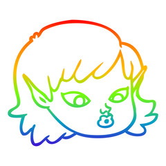 rainbow gradient line drawing cartoon elf girl