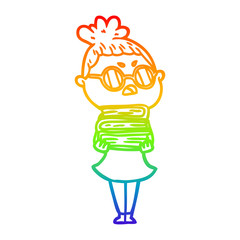 rainbow gradient line drawing cartoon annoyed woman