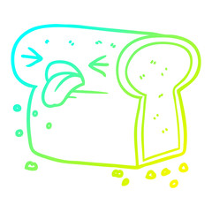 cold gradient line drawing cartoon disgusted loaf of bread
