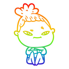 rainbow gradient line drawing cartoon woman