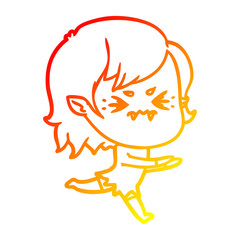 warm gradient line drawing annoyed cartoon vampire girl
