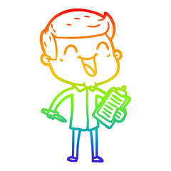 rainbow gradient line drawing cartoon happy man